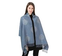 London Scarf Mulberry Tree Scarf Reversible Long Cashmere Soft Women Ladies Tree Of Life (Denim Blue/Grey)