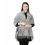 London Scarf Mulberry Tree Scarf Reversible Long Cashmere Soft Women Ladies Tree Of Life (Grey/Silver)