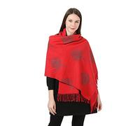 London Scarf Mulberry Tree Scarf Reversible Long Cashmere Soft Women Ladies Tree Of Life (Red/Grey)