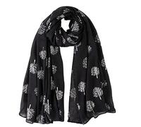 London Scarfs Glitter Mulberry Trees Scarf Women Foil Printed Tree Fashion Ladies Wrap (Black)