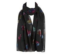 London Scarfs Glitter Mulberry Trees Scarf Women Foil Printed Tree Fashion Ladies Wrap (Black Multi Colour Glitter Mulberry)