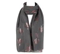 London Scarfs Glitter Mulberry Trees Scarf Women Foil Printed Tree Fashion Ladies Wrap (Grey With Pink Foil)