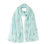London Scarfs Glitter Mulberry Trees Scarf Women Foil Printed Tree Fashion Ladies Wrap (Mint with Silver)