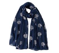London Scarfs Glitter Mulberry Trees Scarf Women Foil Printed Tree Fashion Ladies Wrap (Navy Blue)