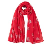 London Scarfs Glitter Mulberry Trees Scarf Women Foil Printed Tree Fashion Ladies Wrap (Red)