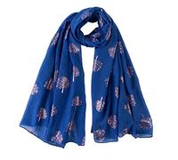 London Scarfs Glitter Mulberry Trees Scarf Women Foil Printed Tree Fashion Ladies Wrap (Royal Blue)