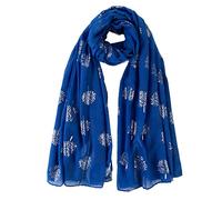 London Scarfs Glitter Mulberry Trees Scarf Women Foil Printed Tree Fashion Ladies Wrap (Royal Blue With Silver Foil mulberry Tree)
