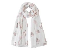 London Scarfs Glitter Mulberry Trees Scarf Women Foil Printed Tree Fashion Ladies Wrap (White)