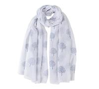 London Scarfs Glitter Mulberry Trees Scarf Women Foil Printed Tree Fashion Ladies Wrap (White Mulberry Tree Without Glitter)