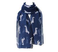 London Scarfs Ladies Women s Dachshund Sausage Dog Scarves of Cute Animal Print Oversize Long Scarf Wrap Shawl (Navy Blue)