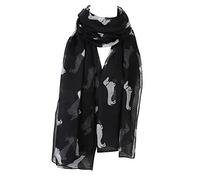 London Scarfs Ladies Women s Dachshund Sausage Dog Scarves of Cute Animal Print Oversize Long Scarf Wrap Shawl (Black)