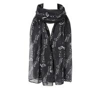 London Scarfs Ladies Women s Lovely and Soft Music Note Print Scarf (Music Black)