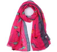 London Scarfs Ladies Women Scarf Long Cute Winter Christmas Robin Bird Print Scarfs Wrap Shawls (Hot Pink)
