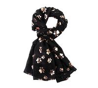 London Scarfs Ladies Women's Fashion Gold Foil Cat Dog Pow Scarf For Pet Dog Lover Mother Gift (Black)