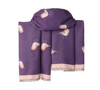 London Scarfs Ladies Women's Super Soft Robin Scarf Cashmere Blend Winter Long Cosy Ladies Wrap For Cold Evening Large Soft Warm Bird Print Winter Shawls (New Robin Purple with Pink)