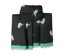 London Scarfs Ladies Women's Super Soft Robin Scarf Cashmere Blend Winter Long Cosy Ladies Wrap For Cold Evening Large Soft Warm Bird Print Winter Shawls (New Robin Birds black with Green)