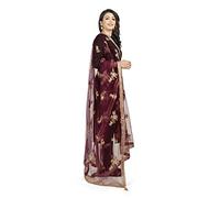 London Scarfs Net Dupatta with Gold Embroidery and Tassels Traditional Dupatta Party Wear All Ceremonies and Occasions (Plump)