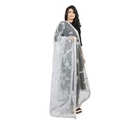 London Scarfs Net Dupatta with Gold Embroidery and Tassels Traditional Dupatta Party Wear All Ceremonies and Occasions (White)