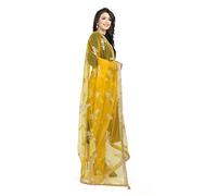 London Scarfs Net Dupatta with Gold Embroidery and Tassels Traditional Dupatta Party Wear All Ceremonies and Occasions (Yellow)