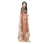 London Scarfs Net Dupatta with Gold Embroidery and Tassels Traditional Dupatta Party Wear All Ceremonies and Occasions (Peach)