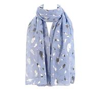 London Scarfs New Ladies Women's Glitter Celebrity Designer Scarf Women Scarf Shawl Wrap (Feather Blue)