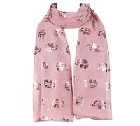 London Scarfs New Ladies Women's Glitter Celebrity Designer Scarf Women Scarf Shawl Wrap (Gold Foil Elephant Dusty Pink)
