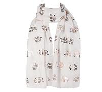 London Scarfs New Ladies Women's Glitter Celebrity Designer Scarf Women Scarf Shawl Wrap (Gold Foil Elephant White)