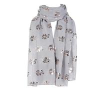 London Scarfs New Ladies Women's Glitter Celebrity Designer Scarf Women Scarf Shawl Wrap (Gold Foil Elephant Silver)