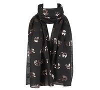 London Scarfs New Ladies Women's Glitter Celebrity Designer Scarf Women Scarf Shawl Wrap (Gold Foil Elephant Black)