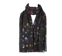 London Scarfs New Ladies Women's Glitter Foiled Flamingo,Swallow Birds & Butterfly Print Scarfs (Multi Colour Glitter Butterfly Black)
