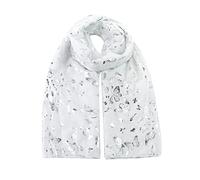 London Scarfs New Ladies Women's Glitter Foiled Flamingo,Swallow Birds & Butterfly Print Scarfs (White With Silver Foil Butterfly)