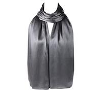 London Scarfs Satin Silk Shawls Muslim Solid Color Hijab Crinkled Scarf Women's Wraps Turban (Grey)