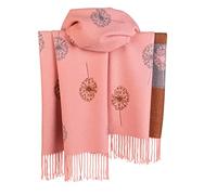 London Scarfs Thick Mulberry And Dandelion print reversible super soft winter shawl unisex trending scarf Xmas gift (Coral Pink)