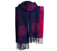 London Scarfs Thick Mulberry And Dandelion print reversible super soft winter shawl unisex trending scarf Xmas gift (Thick Mulberry Navy/Hot Pink)