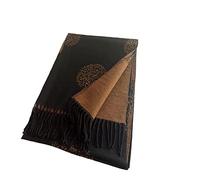 London Scarfs Thick Mulberry And Dandelion print reversible super soft winter shawl unisex trending scarf Xmas gift (Thick Mulberry Black/Gold)