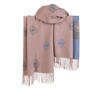 London Scarfs Thick Mulberry And Dandelion print reversible super soft winter shawl unisex trending scarf Xmas gift (Dusty Pink)