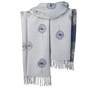 London Scarfs Thick Mulberry And Dandelion print reversible super soft winter shawl unisex trending scarf Xmas gift (Grey)