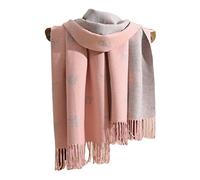London Scarfs Winter Warmer Reversible Thick Long Bumble Bee Print Fashion Scarf Blanket Wrap (Baby Pink With Grey)