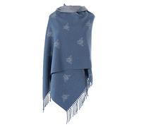 London Scarfs Winter Warmer Reversible Thick Long Bumble Bee Print Fashion Scarf Blanket Wrap (Denim Blue/Silver)