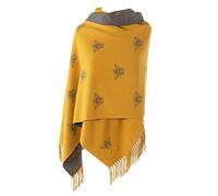 London Scarfs Winter Warmer Reversible Thick Long Bumble Bee Print Fashion Scarf Blanket Wrap (Mustard/Grey)