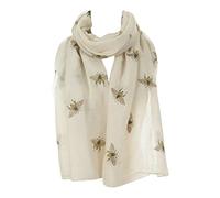 London Scarfs Women's Glitter Bumble Bee Print Ladies Scarf Lightweight Fashion Wrap (Beige)