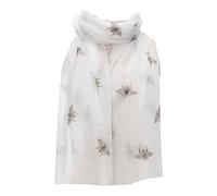 London Scarfs Women's Glitter Bumble Bee Print Ladies Scarf Lightweight Fashion Wrap (Without Bumble Bee White)