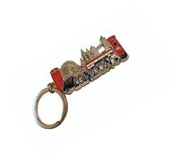 London Silver Coloured Metal Key Chain/Ring/Word in Blue/Icons/Red Phone Box/Double Decker Bus/Post/Black Taxi/Tower Bridge/St. Paul's/Eye/UK Keychain Souvenir/British Keyring