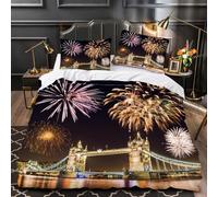 London Single Duvet Cover Set Cityscapes Bedding 3D Soft Comfort Microfiber Quilt Cover 150x200 cm with Zipper Closure and 2 Pillowcases for Kids Teenager Adults P.1268