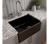 London Sink Company Belfast 595 1.0 Bowl Matt Ceramic Sit-On Kitchen Sink With Waste