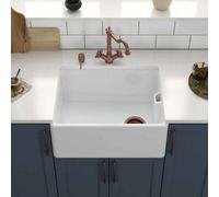 London Sink Company Belfast 595mm 1.0 Bowl Fireclay Ceramic Undermount Kitchen Sink & Copper Waste