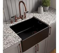 London Sink Company Belfast 595mm 1-Bowl Matt Copper Ceramic Sit-On Kitchen Sink, Waste Supplied, 10 Year Guarantee
