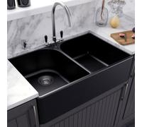 London Sink Company Butler 795 2-Bowl Matt Ceramic Sit-On Kitchen Sink With Waste Options
