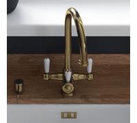 London Sink Company Cruciform 3-In-1 Boiling Water Kitchen Tap & Tank, Gloss Brass, Deck-Mounted Swivel Spout