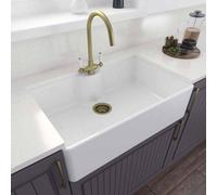 London Sink Company Fireclay Butler 795 1-Bowl Undermount Ceramic Kitchen Sink, White, Waste Included, 10-Year Guarantee